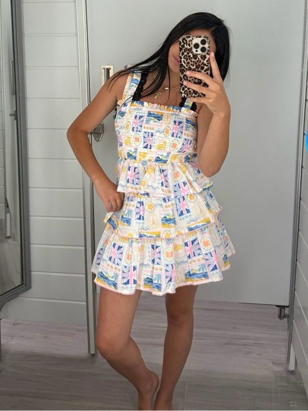 Haute Hippie Travel Vacation Smocked Tank and Ruffle Skirt Matching Set